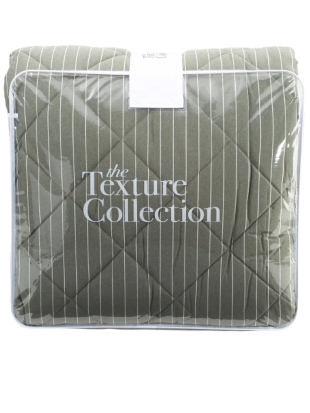 The Texture Collection Comforter Set- Olive Green Pinstripe